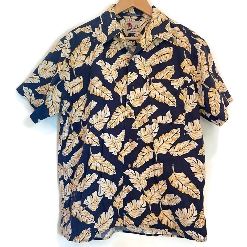 Tommy Hilfiger Hawaiian Palm Leaves Button Down Shirt - Men's Size Medium
